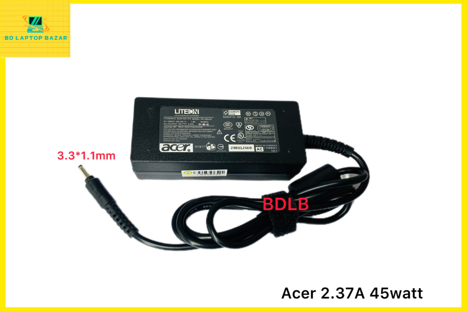 19V 2.37A 45W Laptop Charger For Acer Aspire & Chromebook – 3.0x1.1mm Tip, 3-Year Warranty