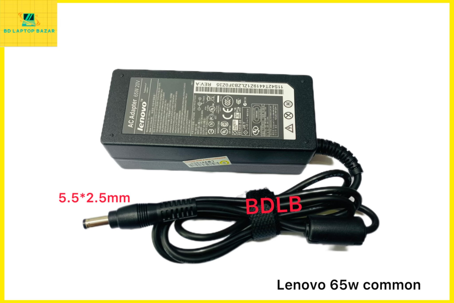 Lenovo 20v 3.25a 65watt common port laptop power adapter charger (5.5*2.5mm)