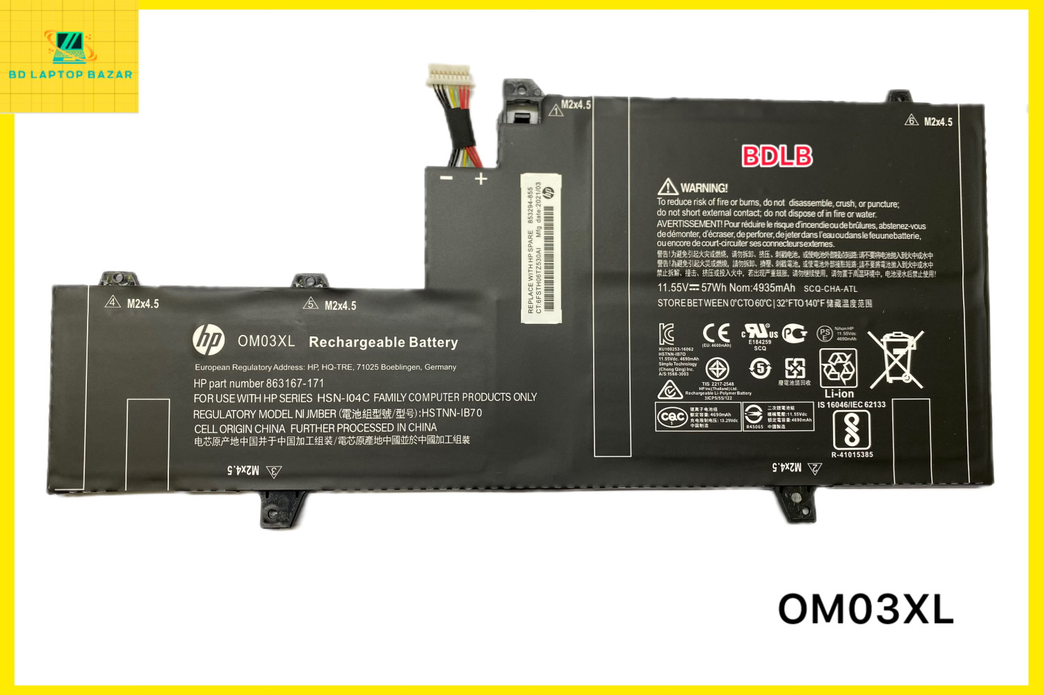 Hp OM03XL Battery for HP EliteBook X360 1030 G2