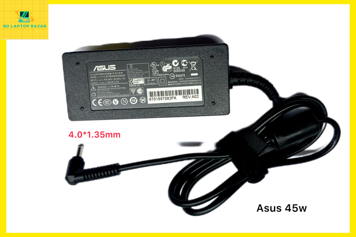 Asus slim port 19V 2.37A 45W (4.0* 1.35mm) X540 X200  Laptop adapter