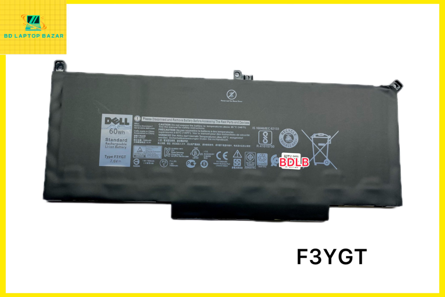 Dell F3YGT Battery For Dell Latitude 7280 7290 7380 7390 P29S002 7480 7490 P73G002 Series