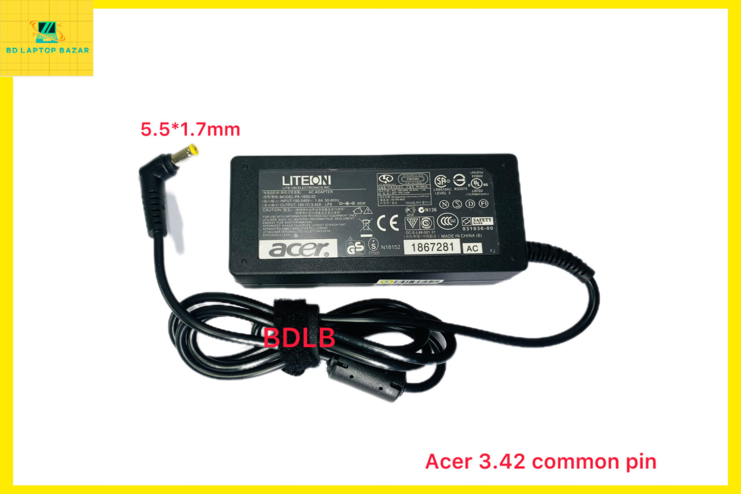 ACER 19V 3.42A common port 65W ADAPTER(5.5*1.7mm)