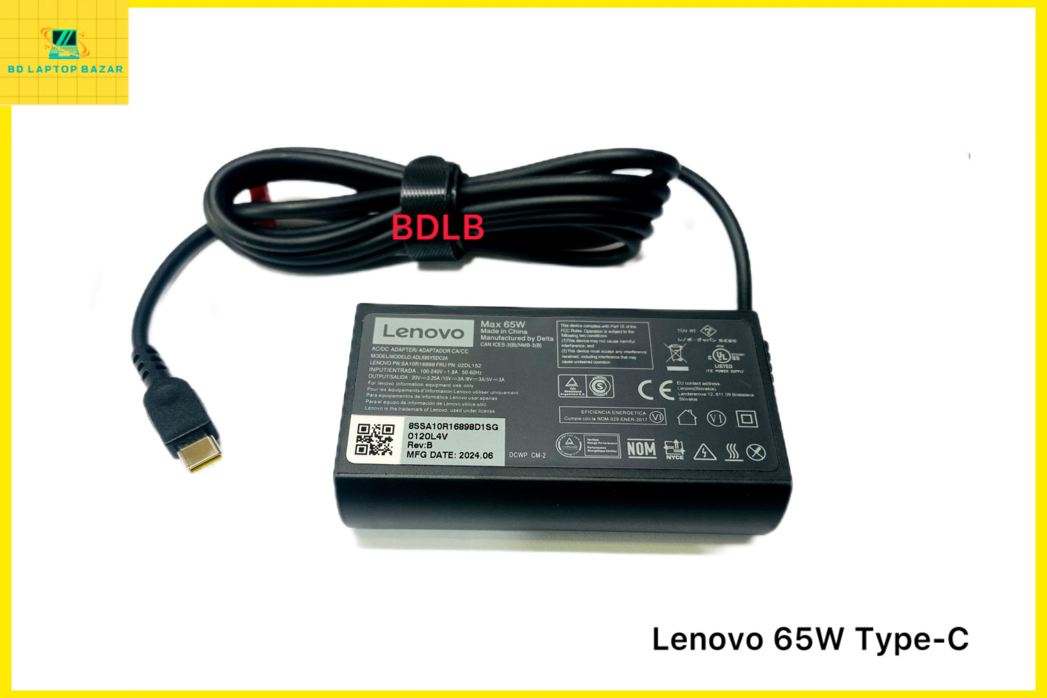 Lenovo 65W USB Type-C 20V 3.25A  Original Laptop Charger Adapter(For update generation lenovo laptop)