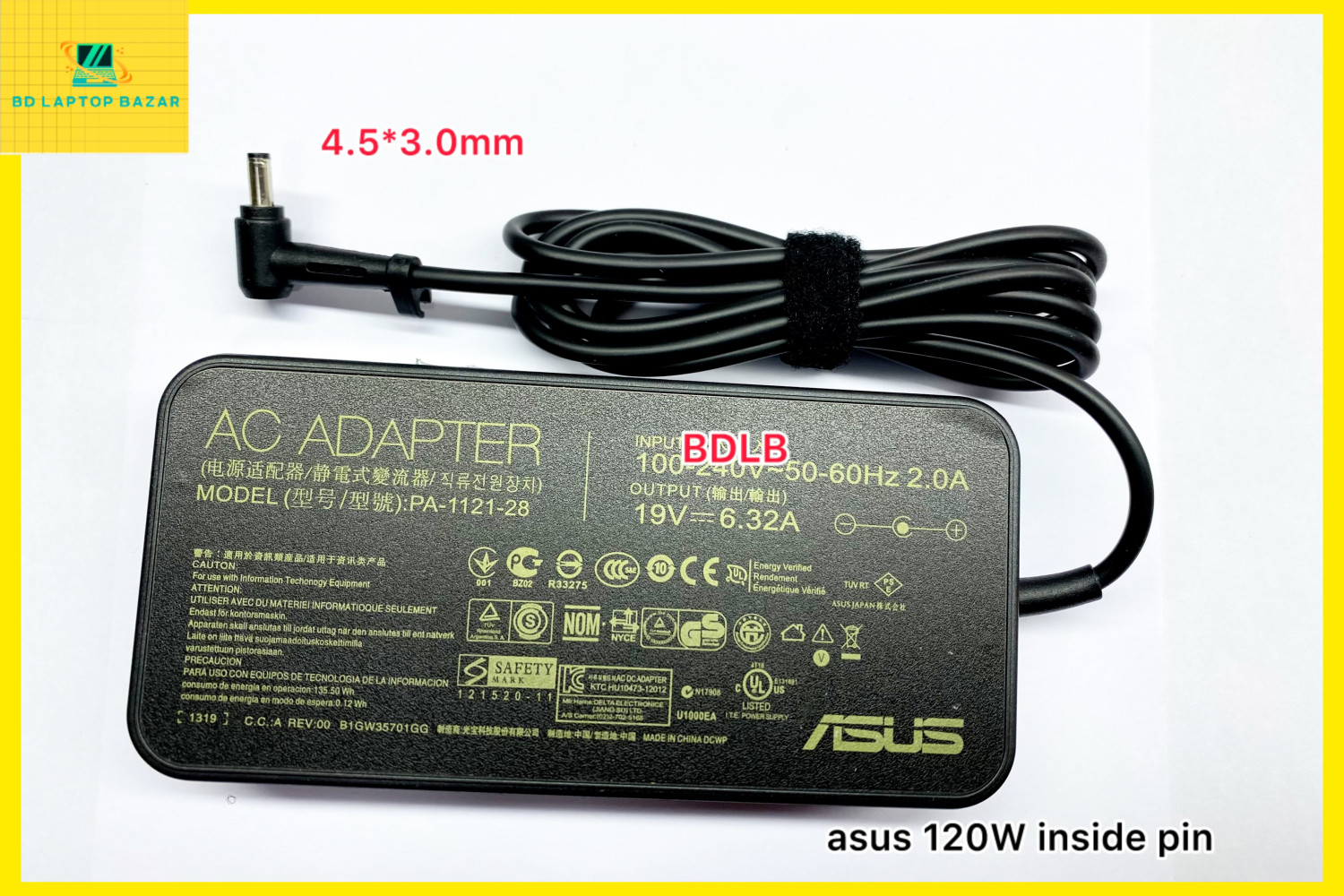 Asus Insaide pin 19V 6.32A 120W (6.0x3.7mm) Laptop Adapter Original Pawer adapter