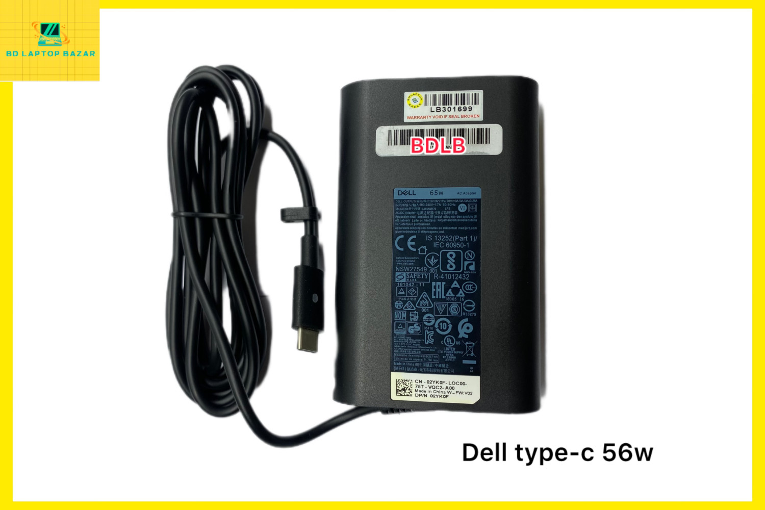 Dell Type-C 65 Watt 20V 3.25A  Laptop Adapter